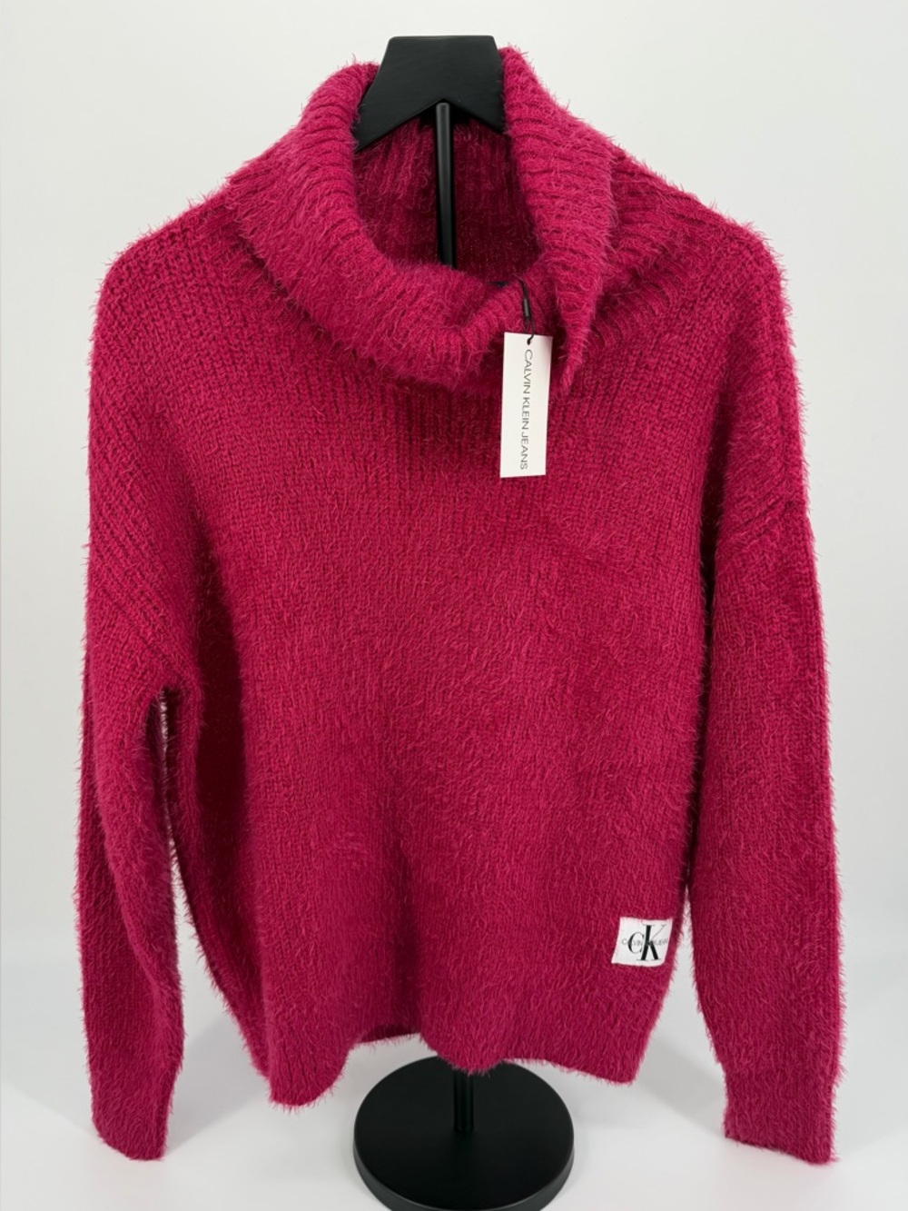Calvin Klein Jeans Fuzzy Turtleneck Sweater Pink Women’s Size M and S Soft Knit